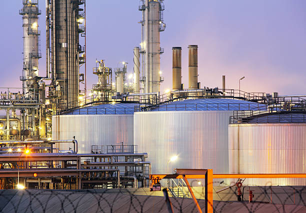 oil tank at night